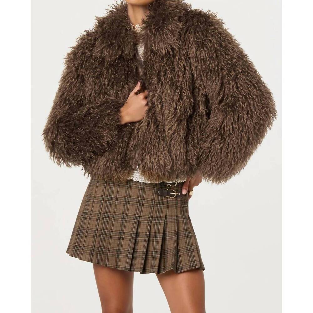 NEW ASTR kamrath faux fur jacket in brown